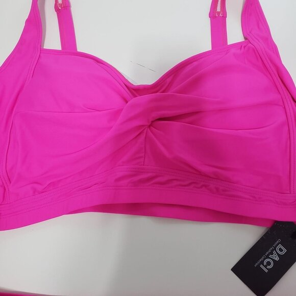 NWT DACI Twisted Front High Waisted Swimwear Plus Size -Neon Pink - Size 22W - Picture 5 of 12